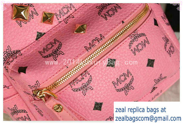 High Quality Replica MCM Stark Backpack Medium in Calf Leather 8003 Pink - Click Image to Close